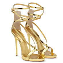 Latest Sexy Custom Womens shoes Sandal Pumps High Heels Gold D016 Ladies Strappy Stiletto Sex Sandals For Women Lady